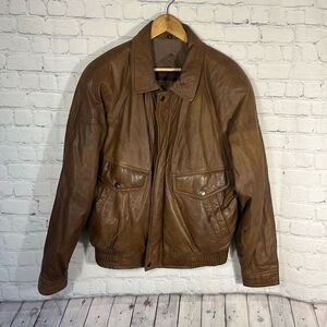 Vintage Mirage Leather Bomber Jacket Mens Medium Coat Motorcycle Flight Brown